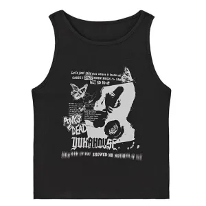 Y2k Grunge Print Sexy Summer Spring Tank Top for Women Ribbed Knit Tank Streetwear Aesthetic Clothing