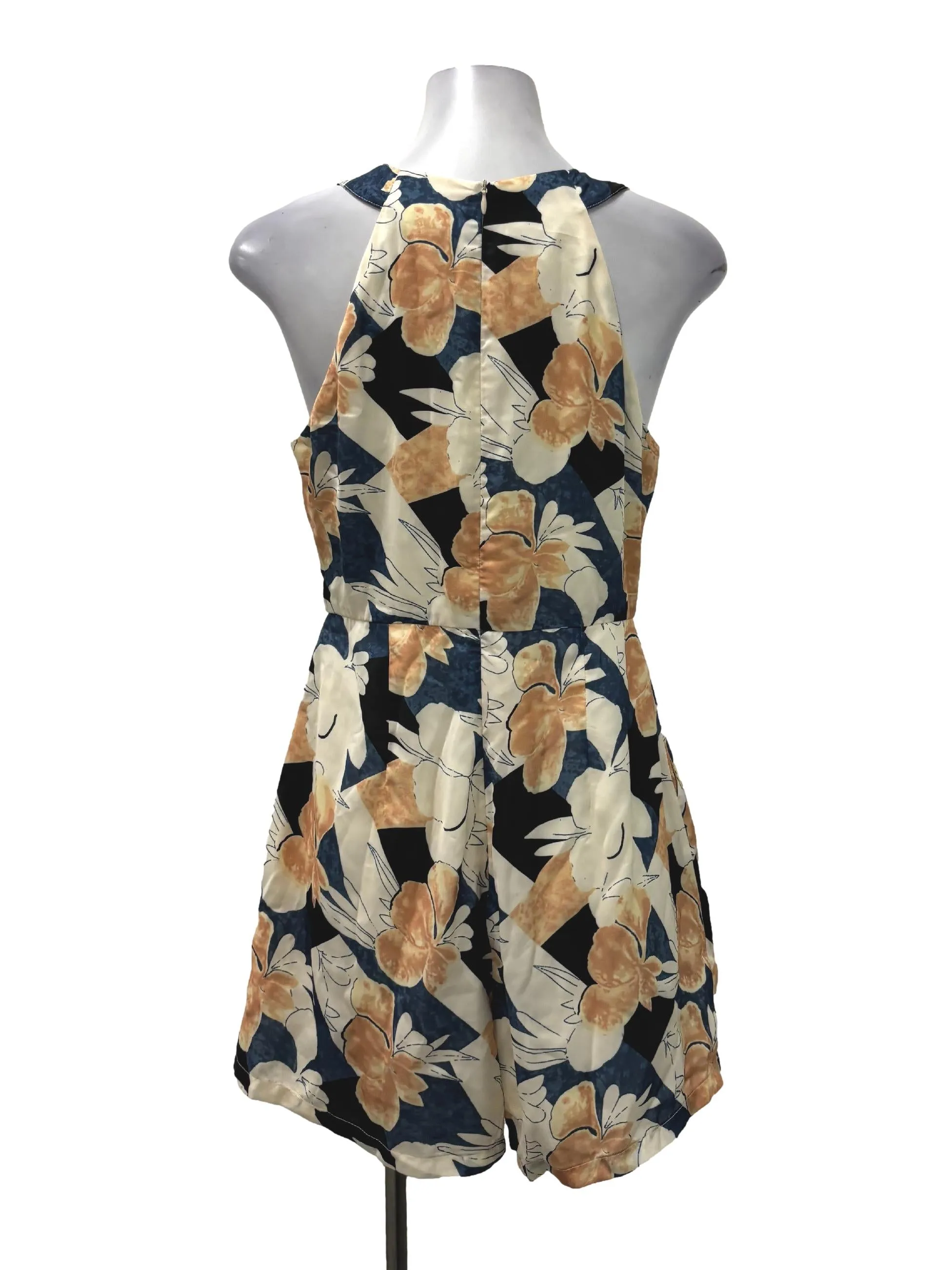 Yellow And Blue Floral Roundneck Sleeveless Romper TCL