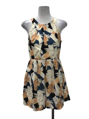 Yellow And Blue Floral Roundneck Sleeveless Romper TCL